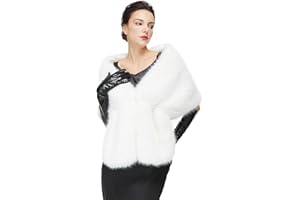 BEAUZSUZSANA Women 1920s Faux Fur Shawl Wrap Stole Shrug Winter Bridal Wedding Scarf Party Cover Up for Evening Dresses