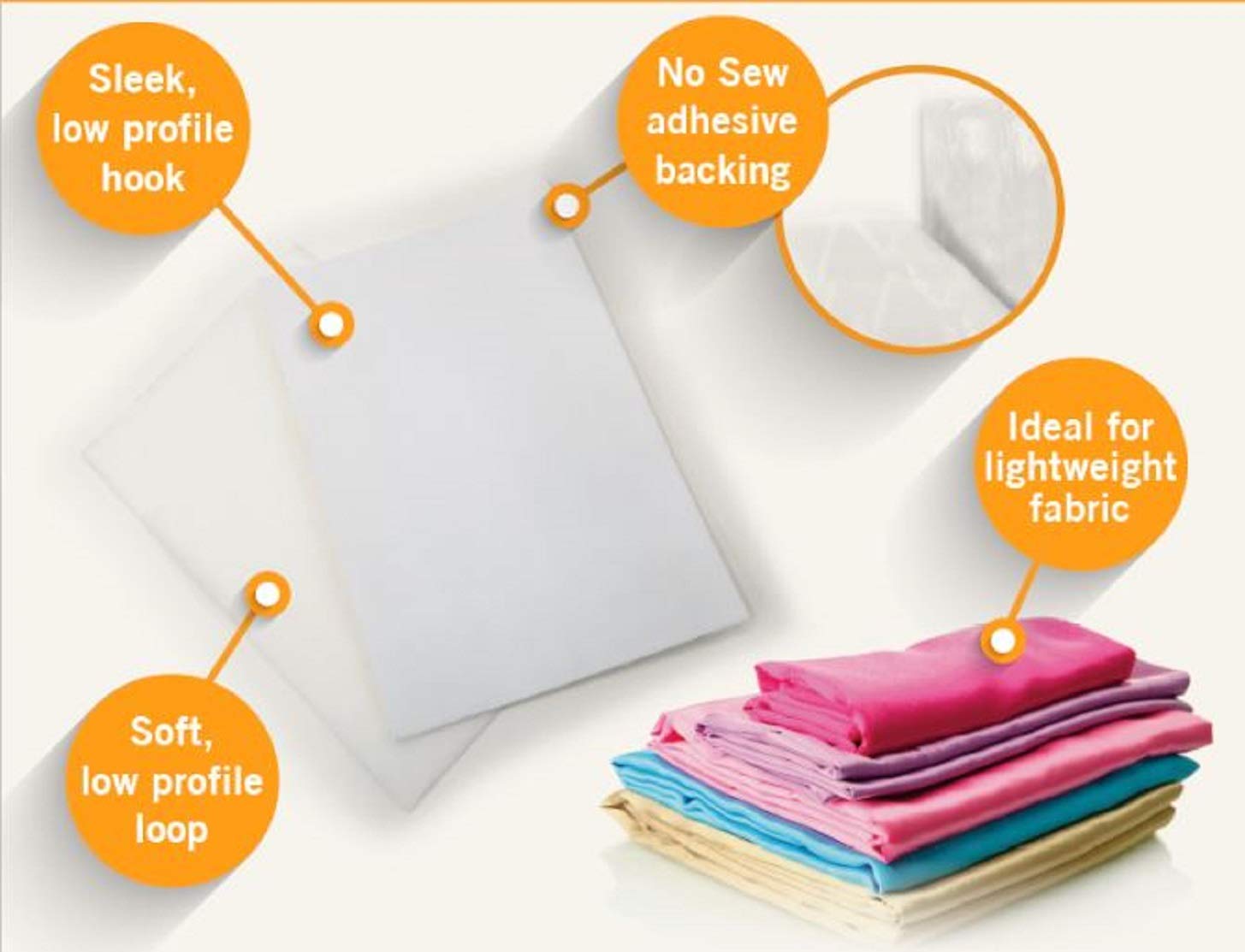 VELCRO Brand Sleek and Thin Stick On Tape for Fabrics | 24in x 3/4in, White| Soft on Skin Ultra Light | Adhesive Back No Sewing Needed