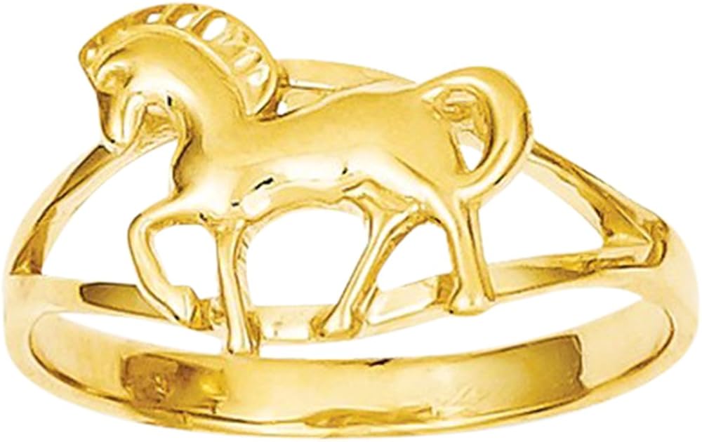 14K Yellow Gold Horse Ring Jewelry