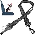 SlowTon Dog Seat Belt, Adjustable Dog Safety Belt Leash, 2 in 1 Latch Bar Attachment Dog Car Seatbelt with Elastic Nylon Bung