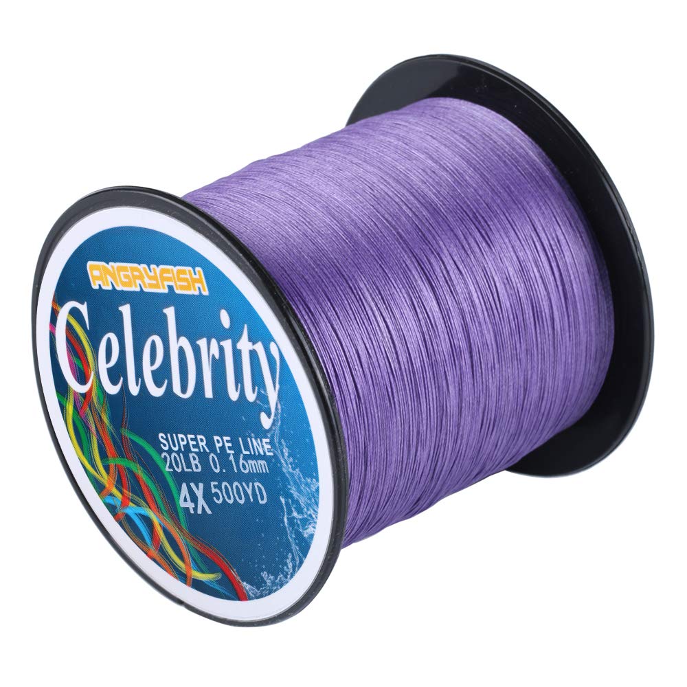 ANGRYFISH 4 Strands Super Strong Braided Fishing Line- Less Expensive -Zero Stretch -Small Diameter-Suitable For Novice Fishermen 500YD-Purple30LB