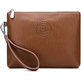 LOGUTIA Men's Black Wristlet Envelope Clutch Bag