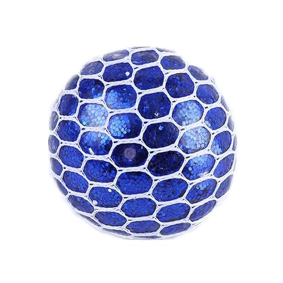Holeider Mesh Squishy Ball Spielzeug Stressabbau Quetschen Soft Rubber Vent Traubenball für Kinder Erwachsene Anti Stress von TheBigThumb, Blau Glitter Pulver