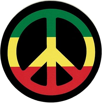 Amazon Com Peace Sign Rasta Colors Small Bumper Sticker Or Laptop Decal 3 5 Circular Automotive