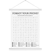 Gersoniel Bathroom Word Search Sign Funny Farmhouse Bathroom Wall Art Decor Forgot Your Phone Puzzles Word Search Hanging Art Print Poster Fun Wall Decorations, 12 x 16 inches