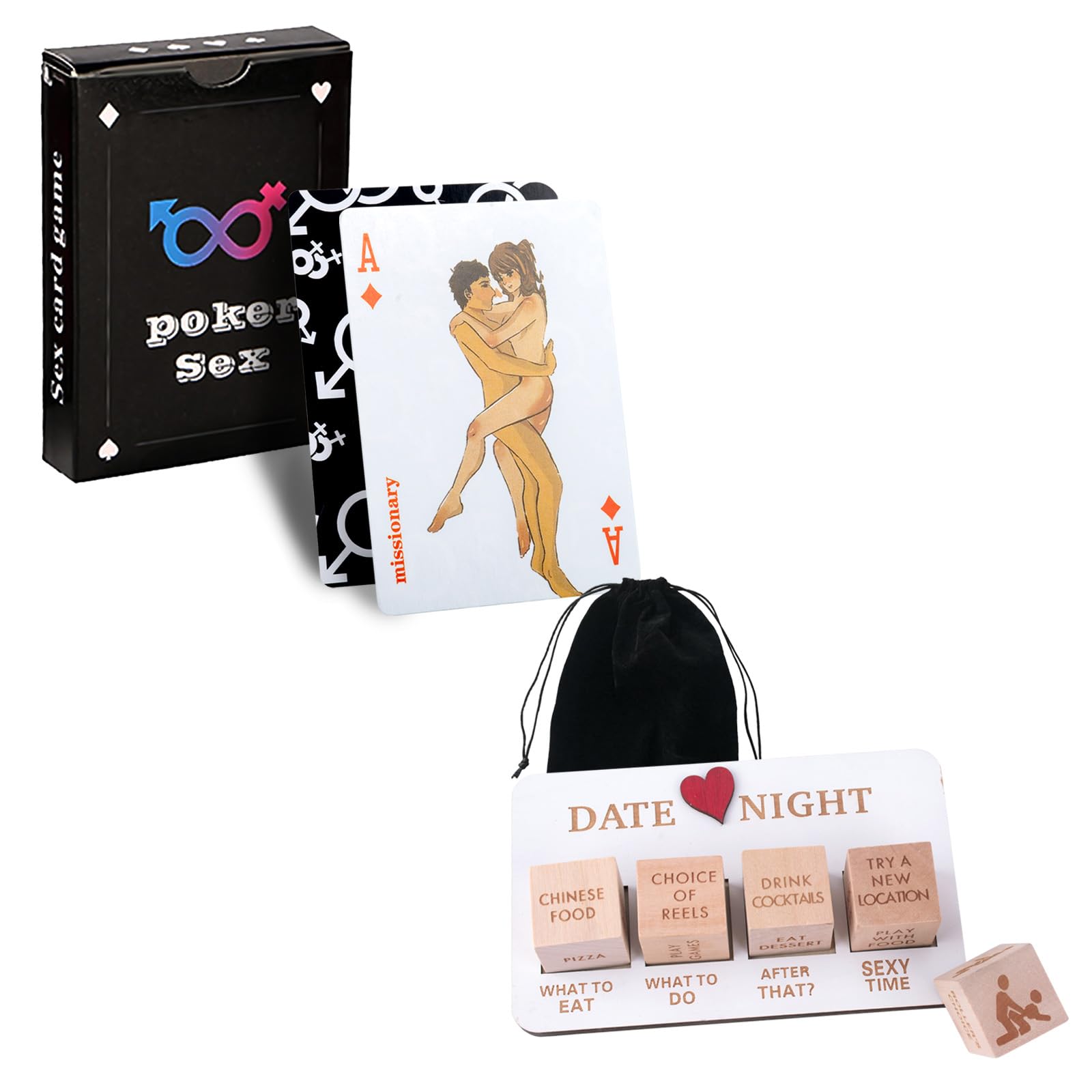 AYNKH Couples Dice, Adult Card Games, Valentine's Day, Dates, Nights, Fun Date Night Ideas, Couples Game Sets, Fun Valentine's Day Gifts, Anniversaries, Birthdays, Black Pockets