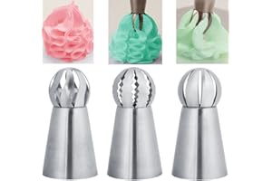 Piping Nozzles,3Pcs/Set Russian Flower Icing Piping Nozzles Tips Cake Decoration Pastry Cupcake Baking Tools Russian Ball Fro