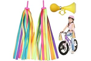Bike Horn Set,Air Squeeze Honking Horn,2 Pcs Bicycle Handlebar Streamers Colorful Ribbons Tassel for Girls or Boys Bicycle Ha