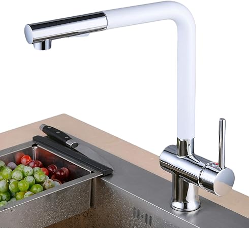Kitchen Sink Faucet With Pull Down Sprayer Modern Style Brass 2