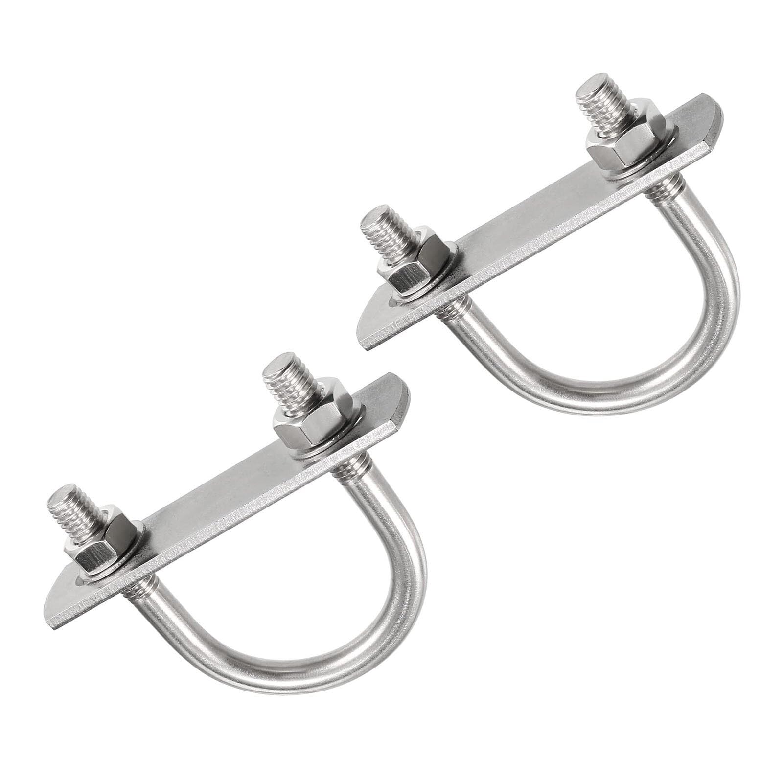 TOP-VIGOR 2 sets M8 Round U-Bolts, 38mm Inner Width 65mm Length 304 Stainless Steel Tie Down U-Bolts with Nut, Plate for Building Installations Mechanical Parts Connection Cehicles Ships — image 1