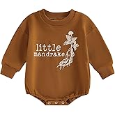 Gueuusu Unisex Baby Boy Girl Halloween Outfit Little Mandrake Bodysuit Long Sleeve Bubble Romper Magic Baby Outfit
