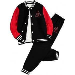 Cakaner Boys Color Block Button Down Shirt and Jogger Pants Button Up Sweatsuits Sets (Size: 5-12T)