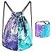 KUUQA Sequin Mermaid Drawstring Backpack Bag with Wristband Bracelet ,Magic Reversible Sequin Glitter Hiking Gym Shoulder Bag Birthday Party Favors Gifts（2 Pcs）