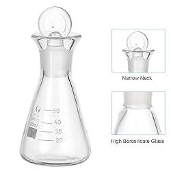 PATIKIL Erlenmeyer Flask, 3 Pcs 50ml 1.7oz Narrow