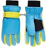 Haloumoning Kids Ski Gloves Waterproof Thermal Winter Warm Snow Snowboard Cycling Gloves for Boys Girls 3-15Y