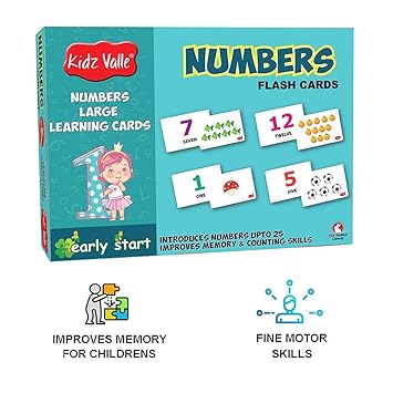 Kidz Valle Numbers - Flash Cards 25 Numbers Size 14.6 cm x 9.9 cm