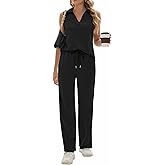 Sixstar Two Piece Sets for Women Summer V Neck Tops Wide Leg Sweatpants Sleeveless Tracksuit Travel Outfits