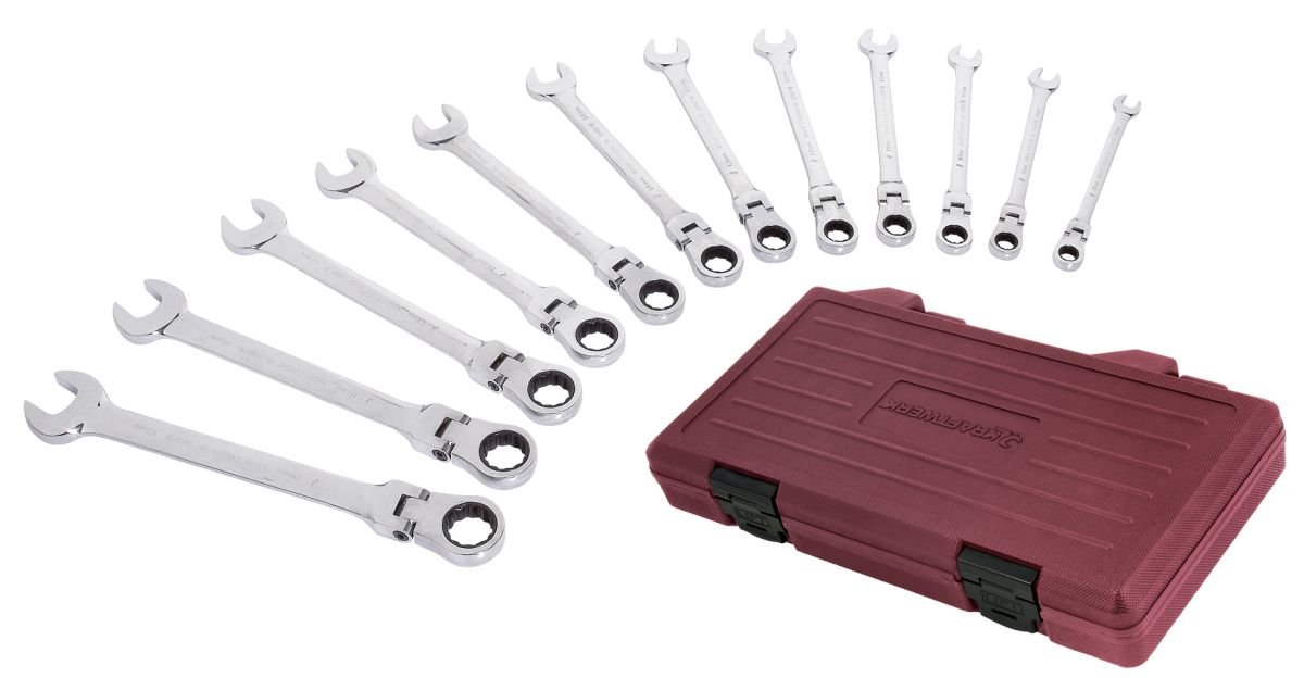 Kraftwerk 3403 54 Flex Click Wheel Ratchet Combination Spanner Set 12 Pcs.