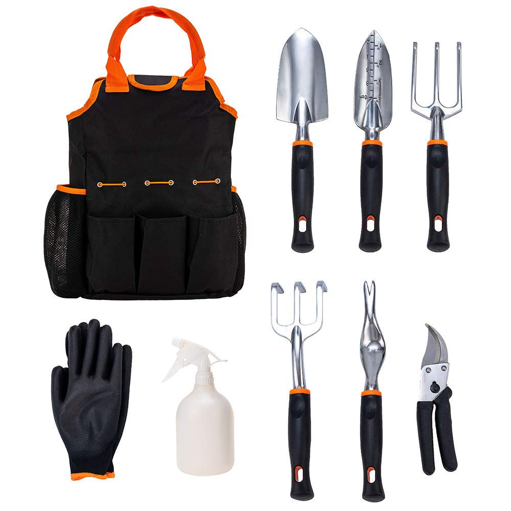 CIELCERA Garden Tool Set, 9 Piece Aluminum Hand Tool Kit, Outdoor Tool