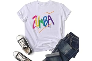 QVQNS Zumba T-Shirt Letter Short Sleeve Zumba Dance Printing Round Neck Casual Shirt Fashion Hip-hop Loose Shirt