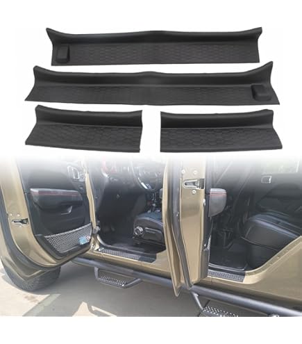 Door Sill Guards For Jeep Wrangler JL/JLU 2018-2024 4-Door – Matte Black, Self-Adhesive, 4-Pack
