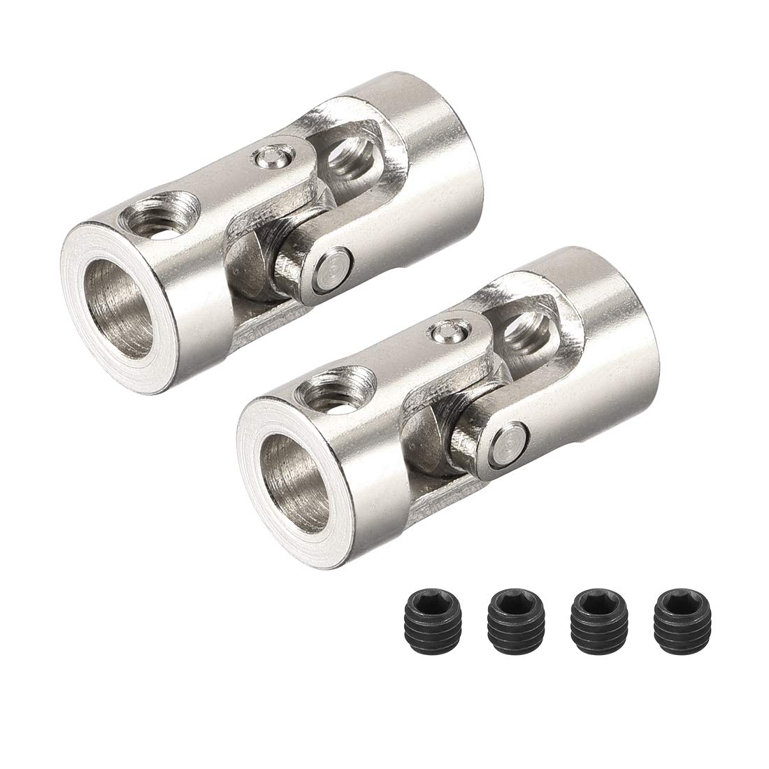 sourcing map 2 PCS 6mm to 6mm Rotatable Universal Steering Shaft Coupler Motor Connector Joint Coupling L24XD11