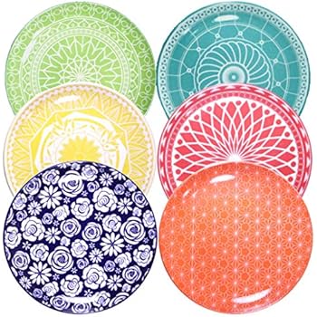 Annovero Dinner Plates, Set of 6 Porcelain Plates, 10.5 Inch Diameter
