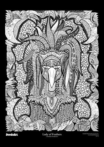 The Original Doodle Art Lady of Feathers Adult Coloring Poster
