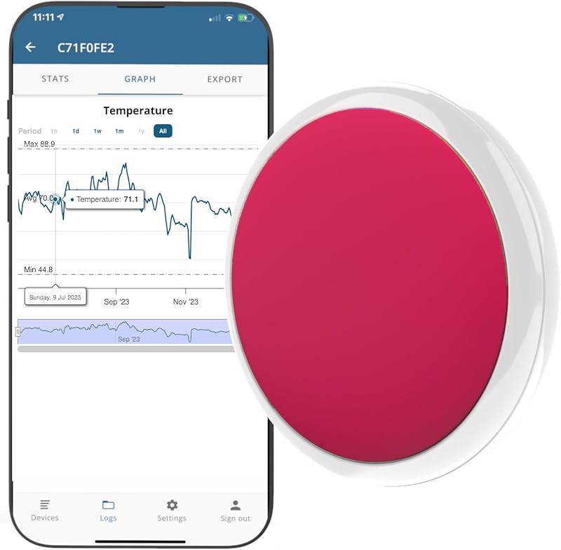 Tempo Disc Wireless Thermometer Sensor Data Logger Beacon iOS Android App
