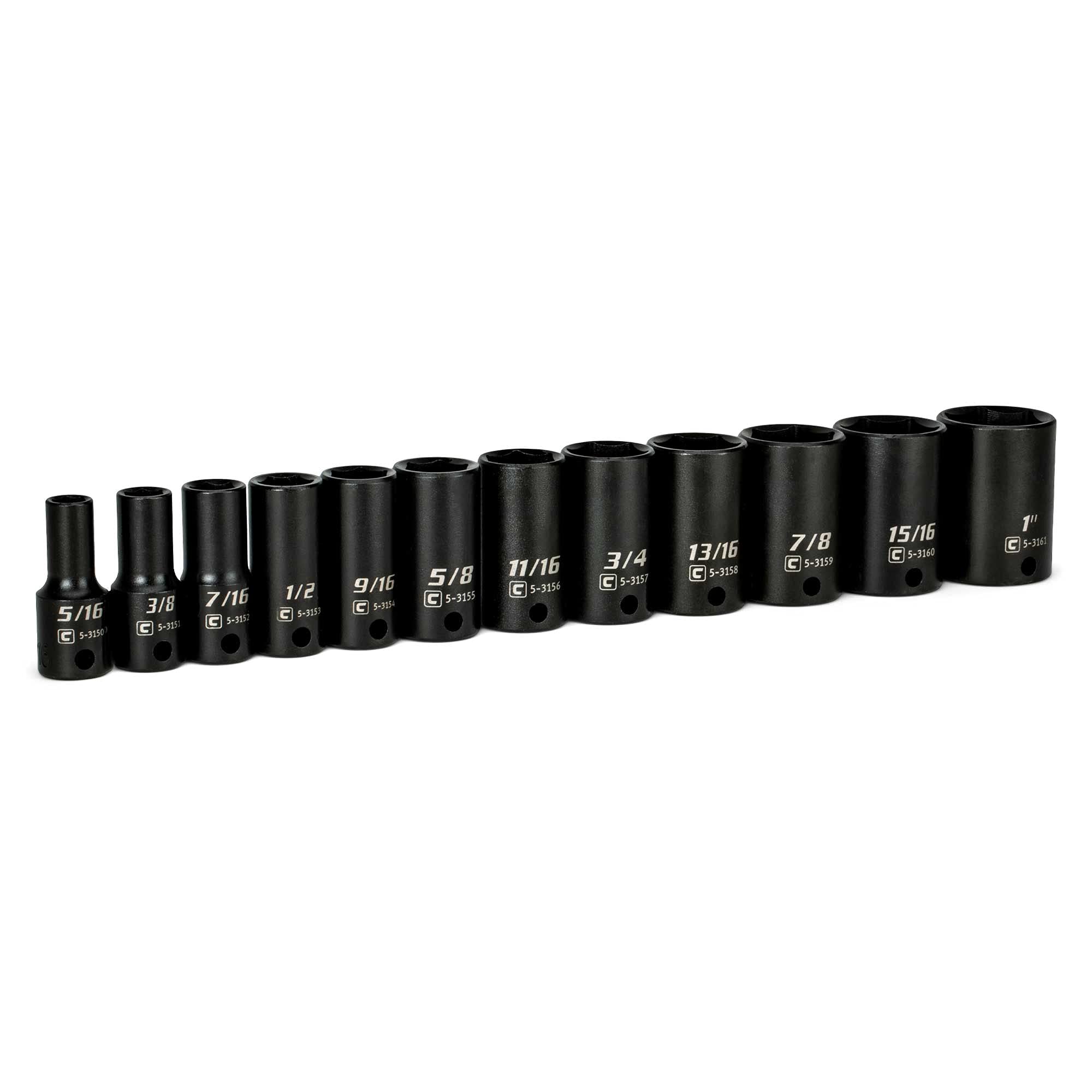 Capri Tools 3/8 in. Drive Semi-Deep Impact Sockets Set, SAE, 5/16 to 1 in, 12-Piece — image 1