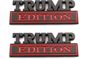 CARRUN 2 Pcs Trump Edition Emblem Car Side Rear Front Hood Trunk Door Fender Bumper Metal Badge 3D Decal Sticker Fit for F150 F250 F350 Silverdo 1500 2500 Sierra GMC Chevy Car Truck SUV (Black Red), CR2TP