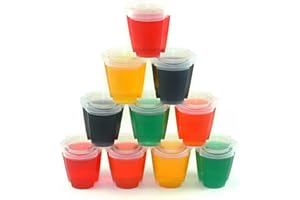 ROYAL PENN PRODUCTS, LLC 50 EZ-Squeeze Jello Shot Cups With Lids - 2 oz Max Capacity-New and Improved Design 2019 - Jello Shot Cups With Lids Stack-able - Easy To Squeeze -Fun For All Occasions