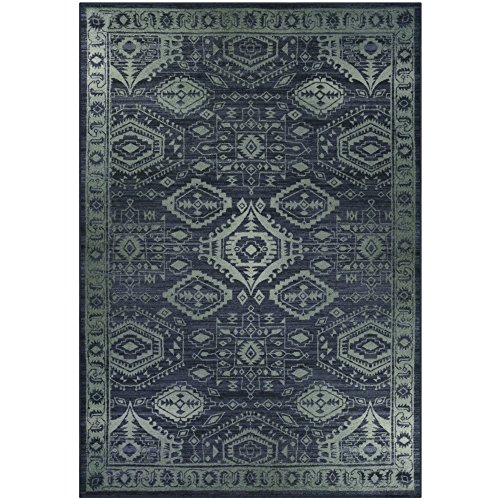 Maples Rugs Area Rugs - Georgina 7 x 10 Non Slip Large Rug [Made in USA] for Living Room, Bedroom, and Dining Room, 7' x 10', Navy Blue/Green