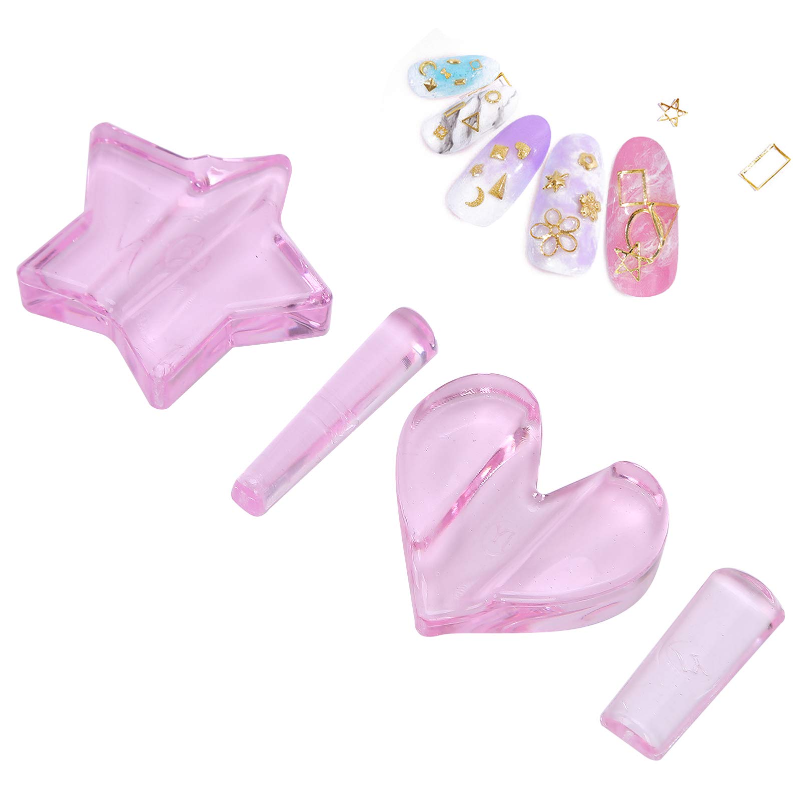 2pcs Professional Embossed Mold, Star Heart Shape Nail Art Metal Frame Bending Molds Manicure Tool