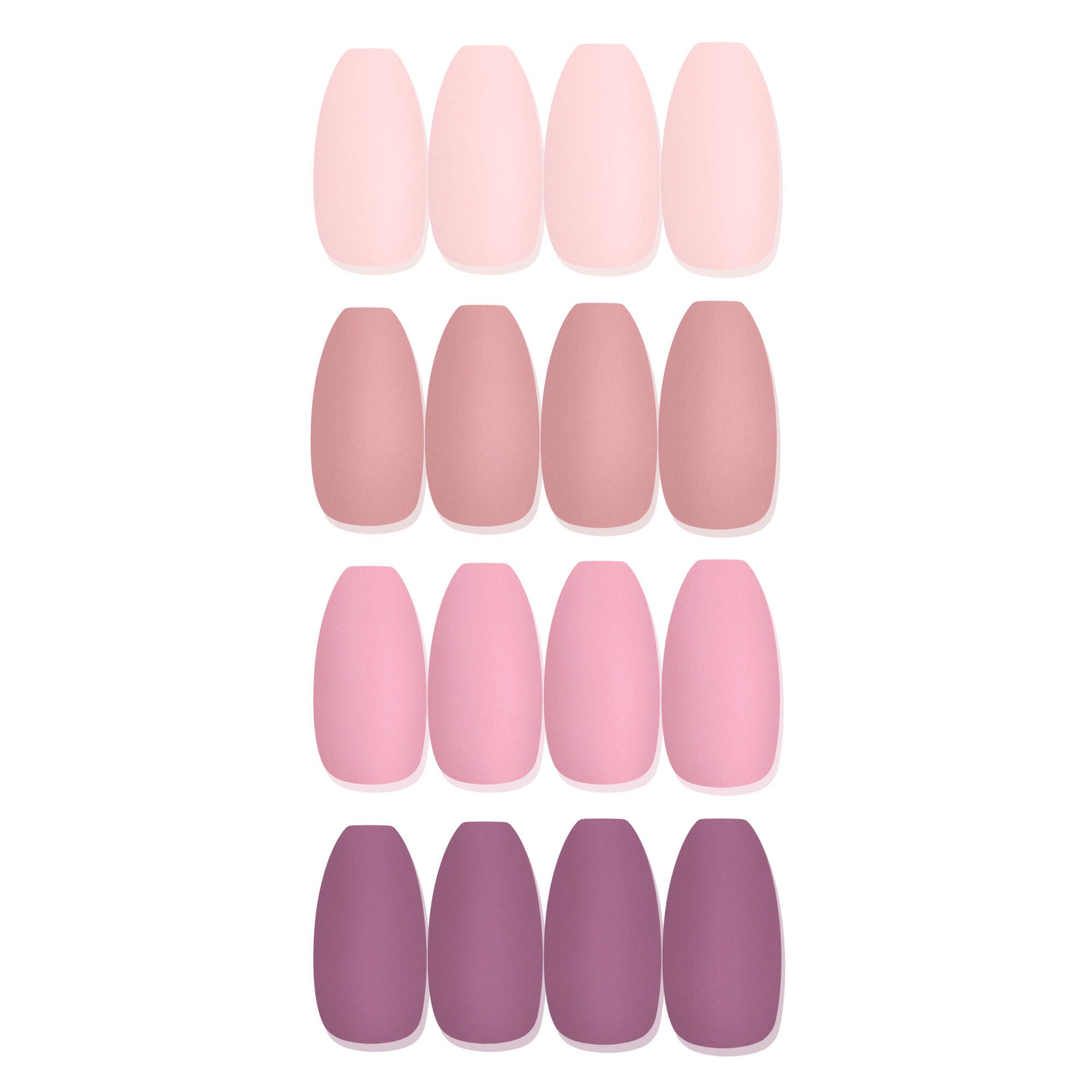 SIUSIO 96Pcs Colorful Coffin Nails Full Cover Press on Fall Color Maple Leaf Red Acrylic Fake Nail Medium Ballerina Autumn Matte False Gel Nails Art Tips for Women and Girls (Pink)