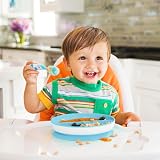 Munchkin Stay Put Divided Plates 2 Pack Blue/Green Suction Baby Plates view 6