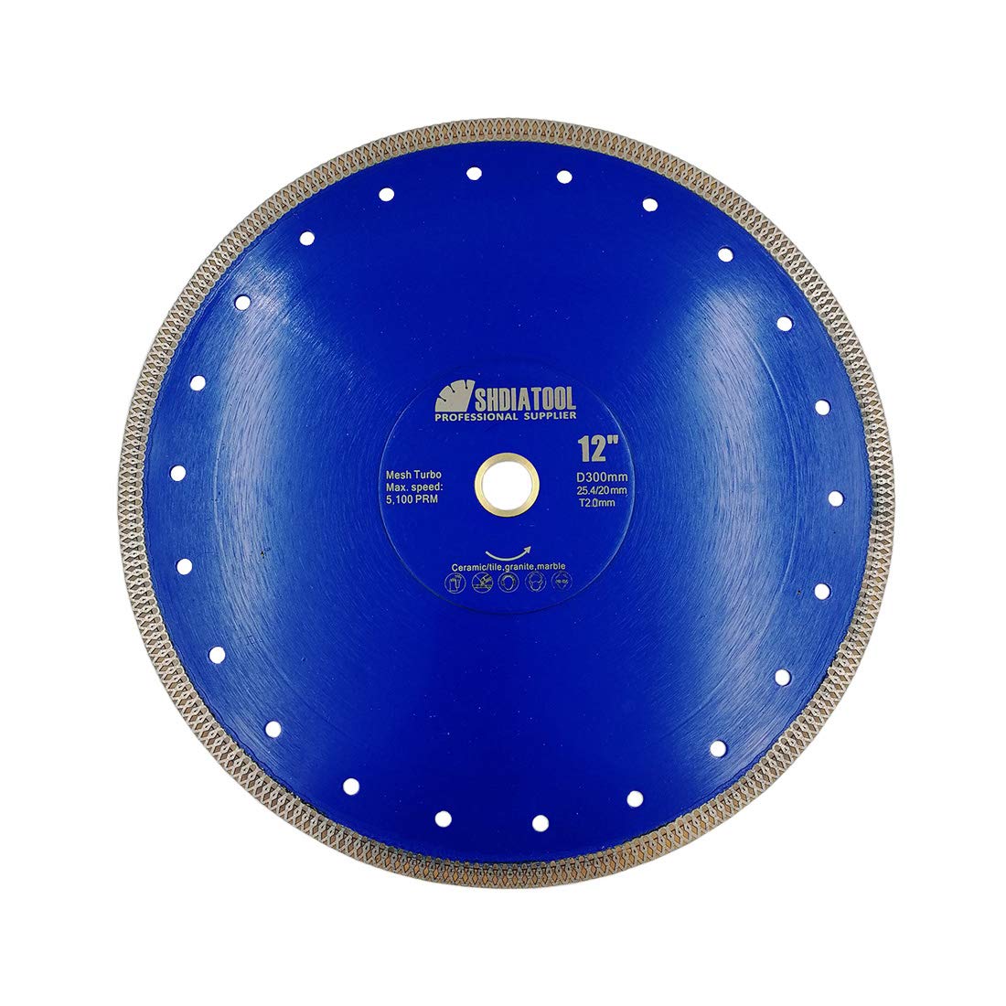 SHDIATOOL Diamond Cutting Disc 300mm / 12 Inch X Mesh Turbo Saw Blade for Tile Marble Ceramic Porcelain