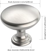 Furniware 12pk Brushed Satin Nickel Round Knobs 1.1" Kitchen Cabinet Drawer view 4