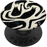 Beige Abstract Black Cat Pattern PopSockets Adhesive PopGrip