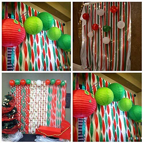 12 Rolls 324 Yards 6 Colors Christmas Party Streamers Photo Booth Backdrop Decorations Crepe Paper Streamer Red Festive Green White Gold Silver Streamers Decorative Streamers 1.8" W x 27 Yard/roll for