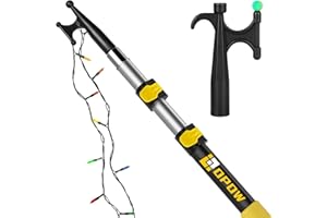 OPOW Extension Pole with Utility Hook, Christmas Light Hanger Tool Attachment Screw On Pole Attachment Fits on 3/4 inch Acme Thread for Multi-Purpose Light Installation, String Lights, Birdfeeders
