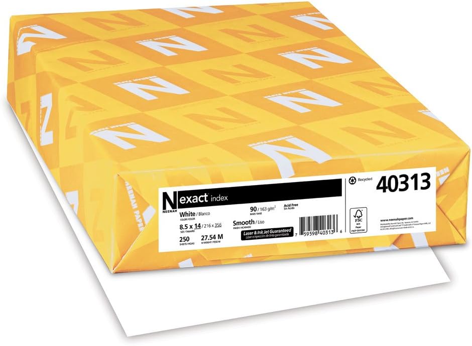 Neenah Exact Index, 110 lb, 8.5 x 11 Inches, 250 Sheets, White, 94 Brightness : Cardstock Papers : Office Products