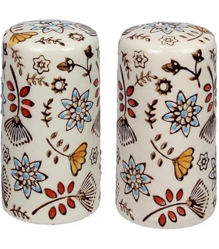 Salière Et Poivrière Vintage Céramique – Design Cerises Rouges, Faïence Blanche