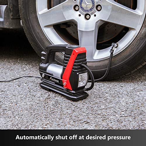 Avid Power Tire Inflator Air Compressor, 12V DC Car Tire Pump with LED