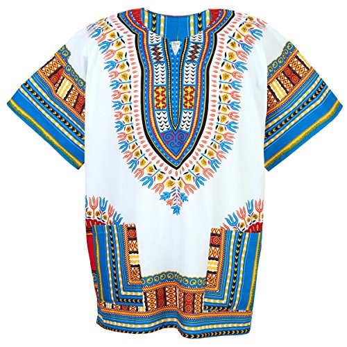 African Dashiki Cotton Mexican Poncho Hippie Tribal Ethic Boho Shirt White ad12wc