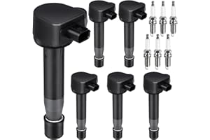GYBENZI 6pcs Ignition Coil & Spark Plug Fit for Honda Odyssey Accord Crosstour Acura RL TL TSX 3.5 3.7 2008 2009 2010 2011 2012 2013 2014 2015 2016 3.5L 3.7L V6 Coil Pack Replaces# C1624 5C1681 UF603