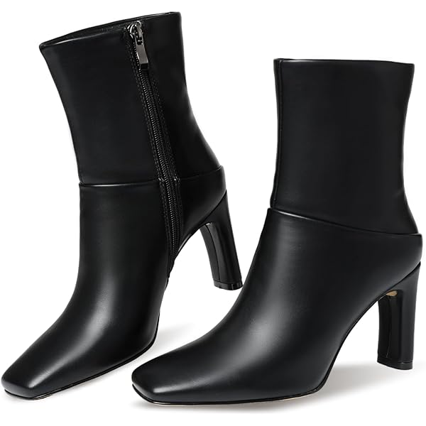Amazon.com | Uacllcau Ankle Boots for Women Square Toe High Heel