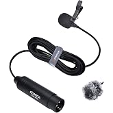 comica XLR Lavalier Condenser Microphone,CVM-V02O Omnidirectional Lapel Lavalier Microphone,Clip on Mic Interview Kit for Recorder Mixer camcorders Zoom H4n H5 H6 Tascam DR 40 DR100 (5.9f,1 Pack)