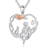 HUKKUN Book Lover Necklace Sterling Silver Book Readers Jewelry Gift for Women