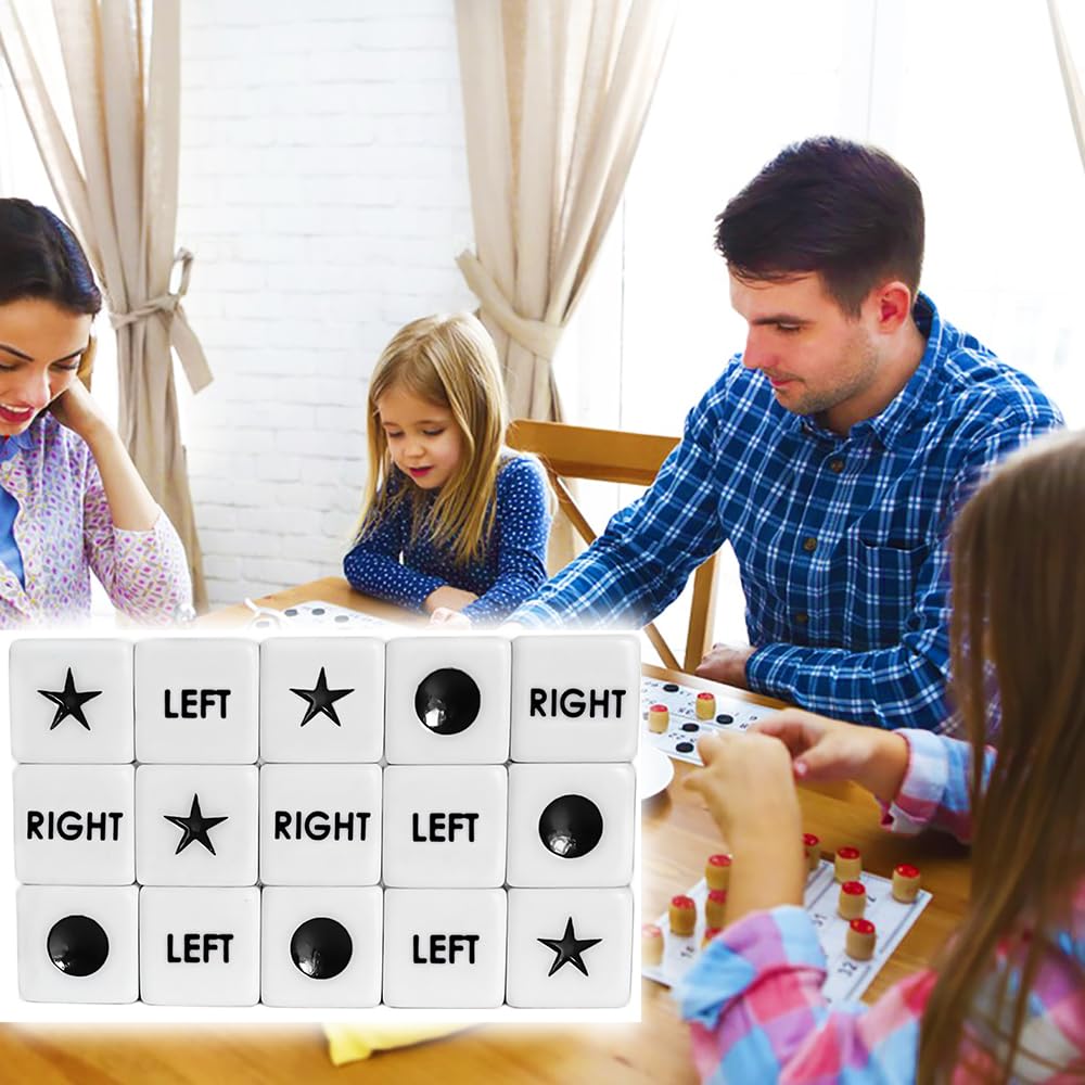 ZLIXING 15 Pcs Dice for Left Right Center Dice Game Prime Only Dice Family Board Games Accessories
